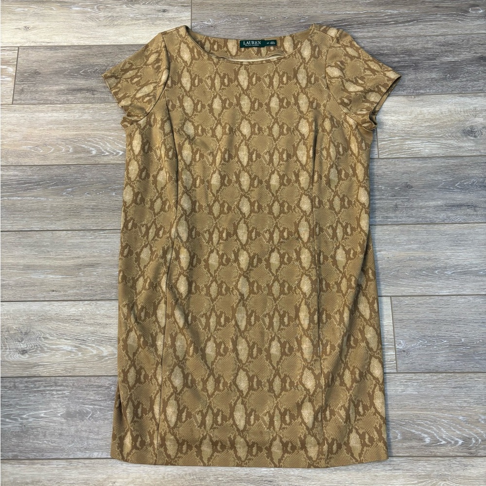 Lauren by Ralph Lauren Dress Sz 2X Snakeskin Print Short Sleeve Mobwife Party